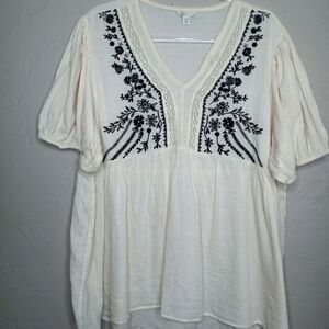 Cato Boho Embroidered Peplum Top